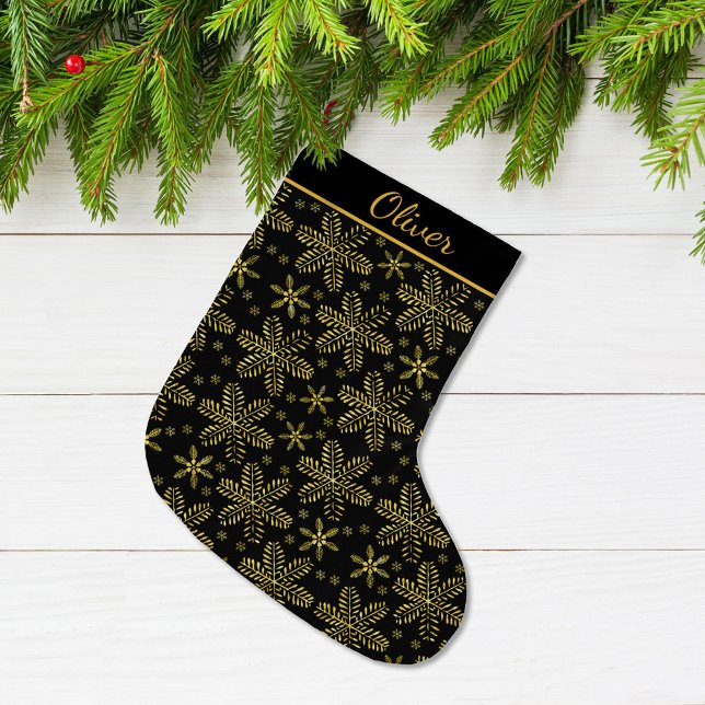 Black and Gold Personalised Large Christmas Stocking (Creator Uploaded)