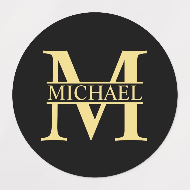 Black and Gold Personalised Monogram and Name (Design 1)