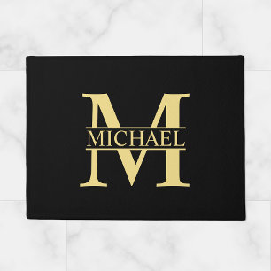 Black and Gold Personalised Monogram and Name Doormat