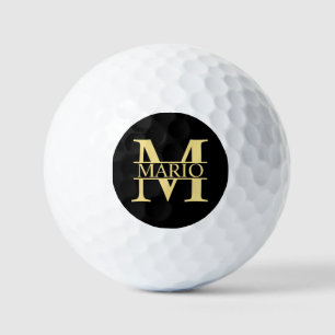 Black and Gold Personalised Monogram and Name Golf Balls