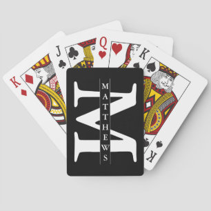 Black and Gold Personalised Monogram and Name Playing Cards
