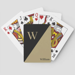 Black and Gold Personalised Monogram and Name Playing Cards