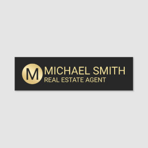 Black and Gold Personalised Monogram and Name Tag
