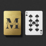Black and Gold Personalised Monogram Custom Name Playing Cards<br><div class="desc">Personalised Monogram and Name Gifts featuring gold personalised monogram in classic serif font style with box of name in the middle of monogram in black on faux gold foil background. Perfect as father's day gifts for dad, gifts for grandfather, husband, groom, best man, groomsmen and more. Please note : The...</div>