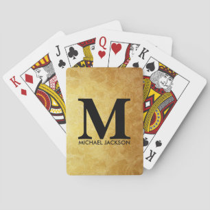 Black and Gold Personalised Monogram Custom Name  Playing Cards