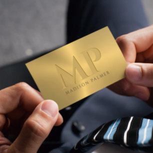 Black and gold personalised monogram professional business card