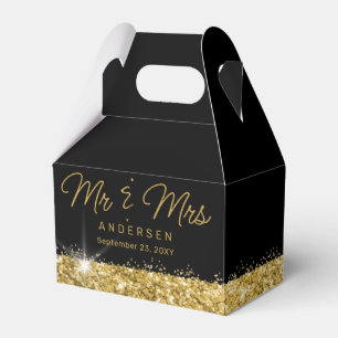 Black and Gold Personalised Mr & Mrs Wedding Favour Box