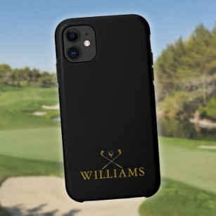 Black And Gold Personalised Name Golf Clubs Case-Mate iPhone Case