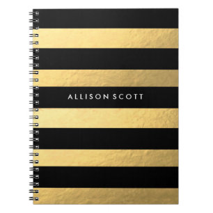 Black And Gold Personalised Notebook