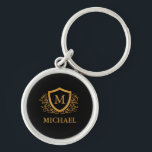 Black and Gold Personalised Stylish Monogram Name Key Ring<br><div class="desc">Black and Gold Personalised Stylish Monogram Name. For further customisation,  please click the "Customise it" button and use our design tool to modify this template.</div>