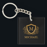 Black and Gold Personalised Stylish Monogram Name Key Ring<br><div class="desc">Black and Gold Personalised Stylish Monogram Name. For further customisation,  please click the "Customise it" button and use our design tool to modify this template.</div>
