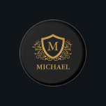 Black and Gold Personalised Stylish Monogram Name Magnet<br><div class="desc">Black and Gold Personalised Stylish Monogram Name. For further customisation,  please click the "Customise it" button and use our design tool to modify this template.</div>