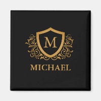 Black and Gold Personalised Stylish Monogram Name