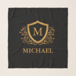 Black and Gold Personalised Stylish Monogram Name Scarf<br><div class="desc">Black and Gold Personalised Stylish Monogram Name. For further customisation,  please click the "Customise it" button and use our design tool to modify this template.</div>
