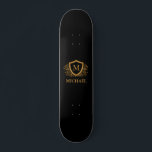 Black and Gold Personalised Stylish Monogram Name Skateboard<br><div class="desc">Black and Gold Personalised Stylish Monogram Name. For further customisation,  please click the "Customise it" button and use our design tool to modify this template.</div>