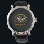 Black and Gold Personalised Stylish Monogram Name Watch<br><div class="desc">Black and Gold Personalised Stylish Monogram Name. For further customisation,  please click the "Customise it" button and use our design tool to modify this template.</div>