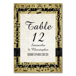 Black and gold personalised table number