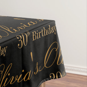 Black and Gold Personalised Tablecloth