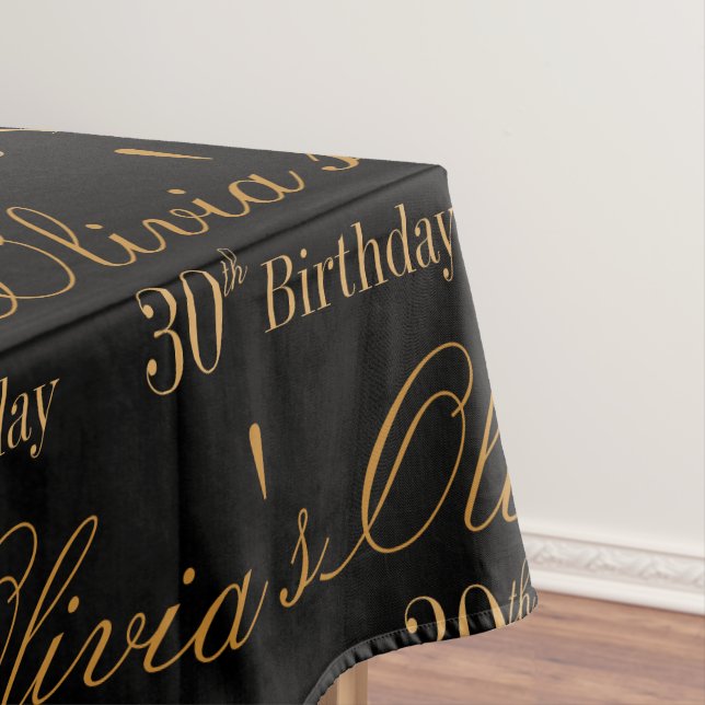 Black and Gold Personalised Tablecloth (In Situ)
