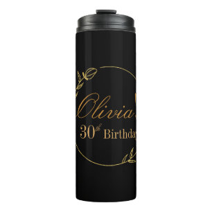 Black and Gold Personalised Thermal Tumbler