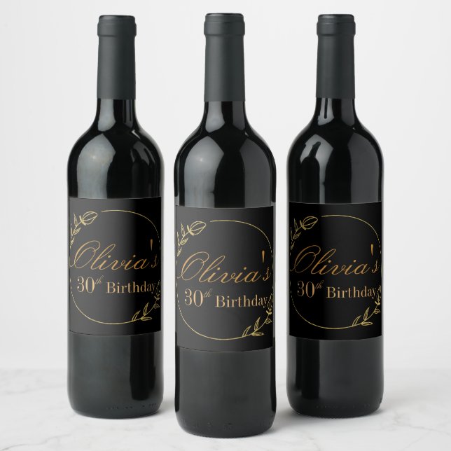 Black and Gold Personalised Wine Label (Bottles)