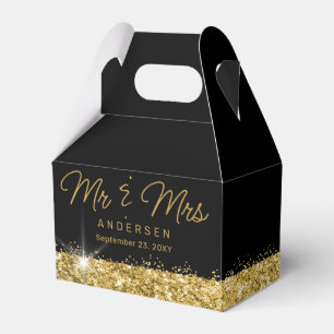 Black and Gold Personalized Mr & Mrs Wedding Favour Box