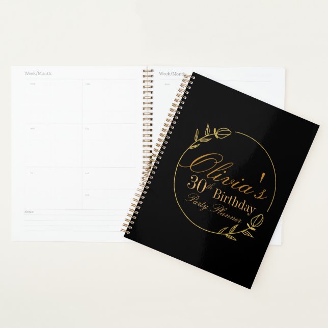 Black and Gold Personalized Planner (Display)
