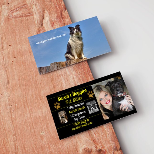 Black and Gold Pet Sitter Dog Walker Business Card (Creator Uploaded)