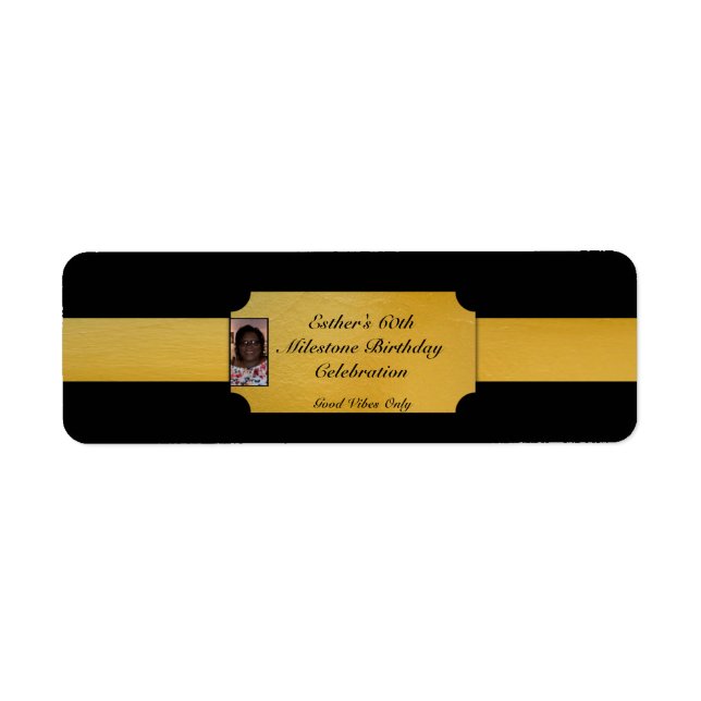 Black and Gold Photo Favour Small Bottle Labels (Front)