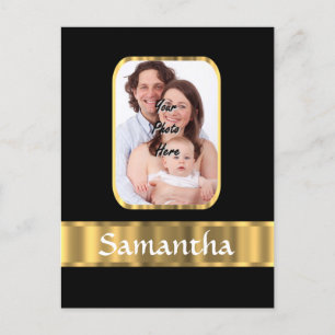 Black and gold photo template postcard