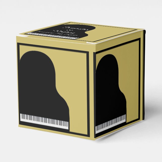 Black and Gold Piano Wedding Favour Box (Front Side)