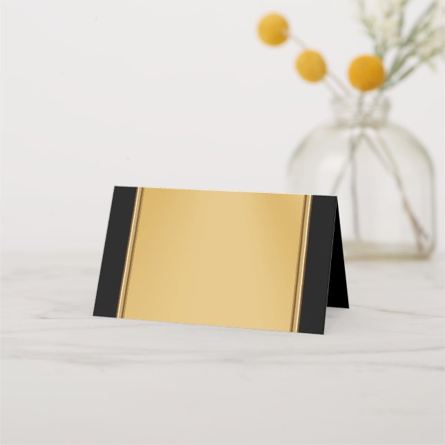 Black and Gold Placement Cards Blank for Your Name (Front)