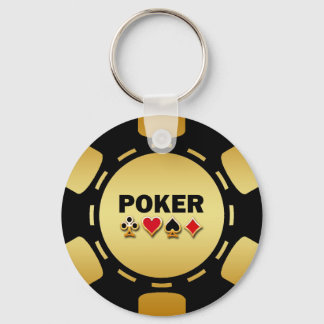 BLACK AND GOLD POKER CHIP KEY RING