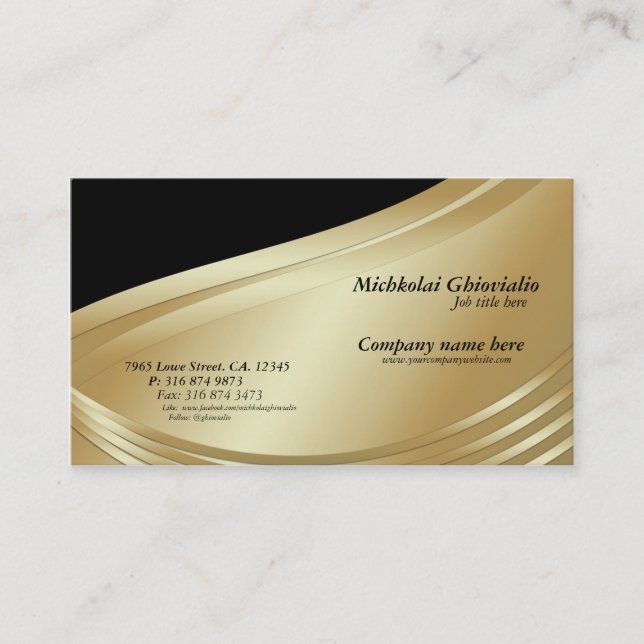 Black and Gold Professional Business Card (Front)