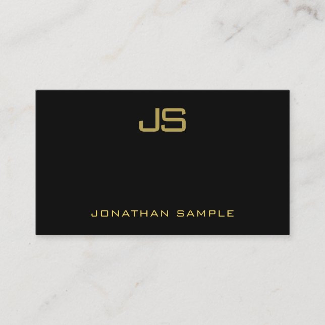 Black And Gold Professional Modern Monogram Business Card (Front)
