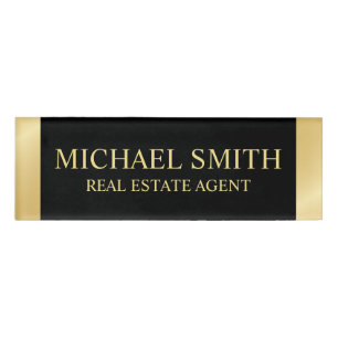 Black and Gold Professional Personalised  Name Tag