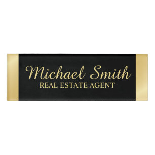 Black and Gold Professional Personalised Name Tag