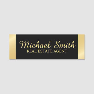 Black and Gold Professional Personalised Name Tag