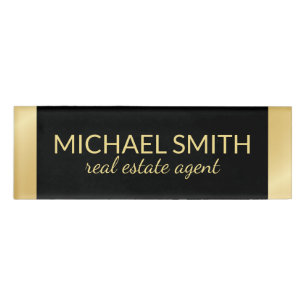 Black and Gold Professional Personalised Name Tag