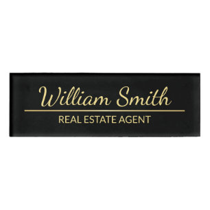 Black and Gold Professional Personalised Name Tag