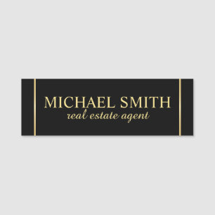 Black and Gold Professional Personalised  Name Tag