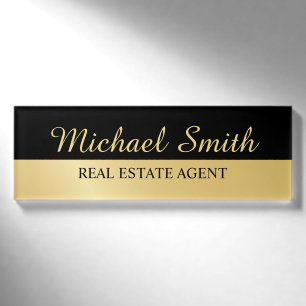 Black and Gold Professional Personalised Name Tag