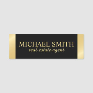 Black and Gold Professional Personalised  Name Tag