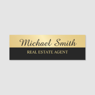 Black and Gold Professional Personalised Name Tag