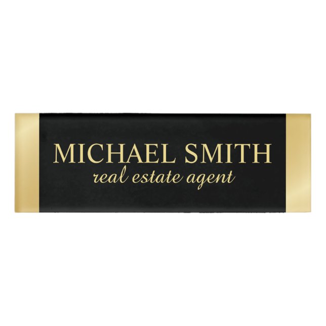 Black and Gold Professional Personalised  Name Tag (Front)