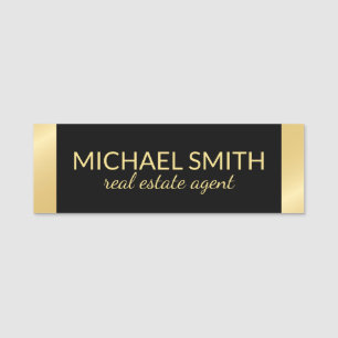 Black and Gold Professional Personalised Name Tag
