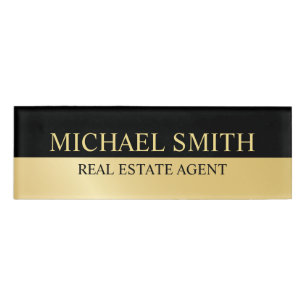 Black and Gold Professional Personalised Name Tag