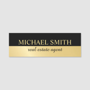 Black and Gold Professional Personalized  Name Tag