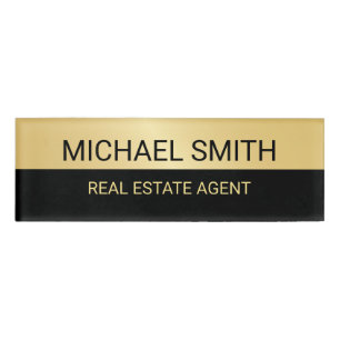 Black and Gold Professional Personalized Name Tag