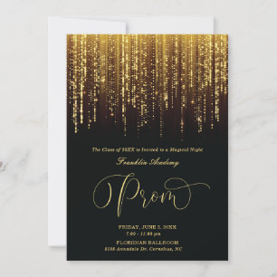 Black and Gold Prom Invitation Sparkling Lights